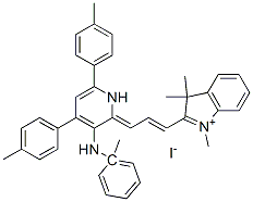 1,3,3-trimethyl-2-[3-[1-methylanilino-4,6-di-p-tolyl-1H-pyridin-2-ylidene]prop-1-enyl]-3H-indolium iodide 구조식 이미지