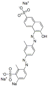 6-Hydroxy-5-[[2-methyl-4-[(2-methyl-4-sodiosulfophenyl)azo]phenyl]azo]naphthalene-2-sulfonic acid sodium salt 구조식 이미지