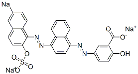 2-Hydroxy-5-[[4-[(2-hydroxy-6-sodiosulfo-1-naphthalenyl)azo]-1-naphthalenyl]azo]benzoic acid sodium salt 구조식 이미지