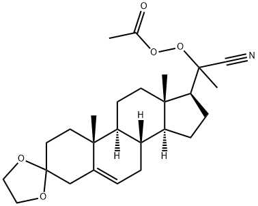 Peracetic acid 20-cyano-3,3-(ethylenebisoxy)pregn-5-en-20-yl ester 구조식 이미지