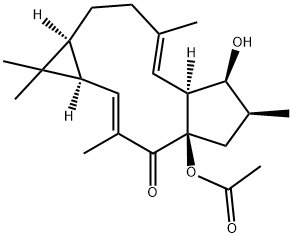 (1aR,2E,4aR,6S,7S,7aS,8E,11aS)-4a-Acetoxy-1,1a,4a,5,6,7,7a,10,11,11a-decahydro-7-hydroxy-1,1,3,6,9-pentamethyl-4H-cyclopenta[a]cyclopropa[f]cycloundecen-4-one 구조식 이미지
