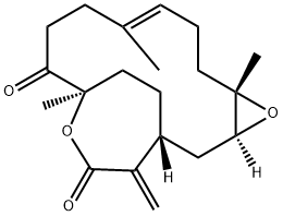 (1R,3S,5S,8E,13R)-5,9,13-Trimethyl-16-methylene-4,14-dioxatricyclo[11.3.2.03,5]octadec-8-ene-12,15-dione 구조식 이미지