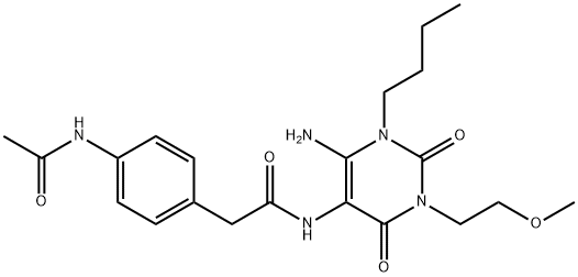 Benzeneacetamide,  4-(acetylamino)-N-[6-amino-1-butyl-1,2,3,4-tetrahydro-3-(2-methoxyethyl)-2,4-dioxo-5-pyrimidinyl]- 구조식 이미지