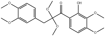 3-(3,4-Dimethoxyphenyl)-1-(2-hydroxy-3,4-dimethoxyphenyl)-2,2-dimethoxy-1-propanone 구조식 이미지