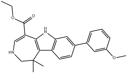 아제피노[4,5-b]인돌-5-카르복실산,1,2,3,6-테트라히드로-8-(3-메톡시페닐)-1,1-디메틸-,에틸에스테르 구조식 이미지