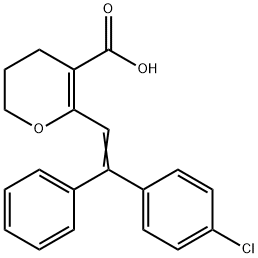 2-[2-(4-chlorophenyl)-2-phenyl-ethenyl]-5,6-dihydro-4H-pyran-3-carboxy lic acid 구조식 이미지