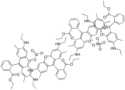 Xanthylium, 9-[2-(ethoxycarbonyl)phenyl]-3,6-bis(ethylamino)-2,7-dimethyl-, molybdatesilicate 구조식 이미지