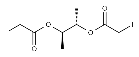 Bis(iodoacetic acid)(1R,2S)-1,2-dimethyl-1,2-ethanediyl ester Structure