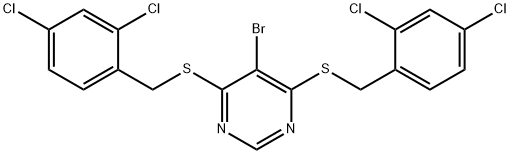 5-브로모-4,6-비스[(2,4-디클로로페닐)메틸설파닐]피리미딘 구조식 이미지
