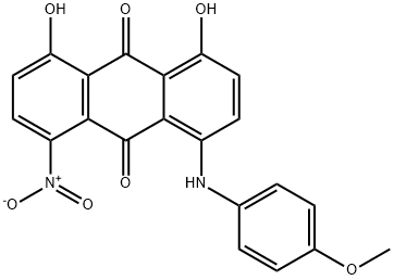 1,8-dihydroxy-4-[(4-methoxyphenyl)amino]-5-nitro-anthracene-9,10-dione 구조식 이미지