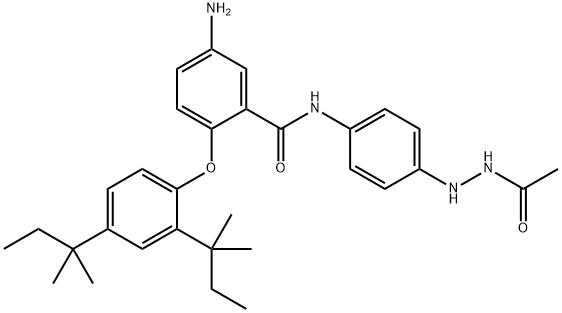 N'-[4-[[5-Amino-2-[2,4-bis(1,1-dimethylpropyl)phenoxy]benzoyl]amino]phenyl]acetohydrazide 구조식 이미지