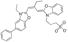 3-Ethyl-5-phenyl-2-[2-[[3-(3-sulfonatopropyl)benzoxazol-2(3H)-ylidene]methyl]-1-butenyl]benzoxazol-3-ium 구조식 이미지