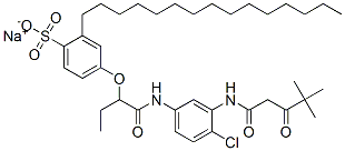 4-[2-[[4-Chloro-3-[(4,4-dimethyl-1,3-dioxopentyl)amino]phenyl]amino]-1-ethyl-2-oxoethoxy]-2-pentadecylbenzenesulfonic acid sodium salt 구조식 이미지