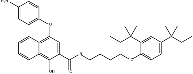 4-(4-aminophenoxy)-N-[4-[2,4-bis(1,1-dimethylpropyl)phenoxy]butyl]-1-hydroxynaphthalene-2-carboxamide 구조식 이미지