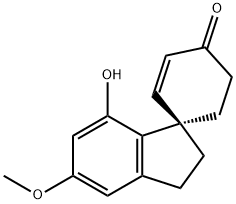 (R)-2',3'-Dihydro-7'-hydroxy-5'-methoxyspiro[2-cyclohexene-1,1'-[1H]inden]-4-one 구조식 이미지