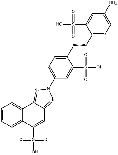 2-[4-[2-(4-amino-2-sulphophenyl)vinyl]-3-sulphophenyl]-2H-naphtho[1,2-d]triazole-5-sulphonic acid 구조식 이미지