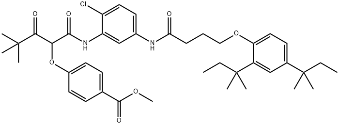 methyl 4-[1-[[[5-[[4-[2,4-bis(tert-pentyl)phenoxy]-1-oxobutyl]amino]-2-chlorophenyl]amino]carbonyl]-3,3-dimethyl-2-oxobutoxy]benzoate Structure