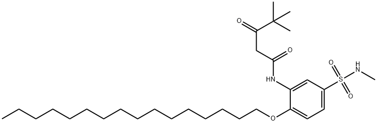 N-[2-(hexadecyloxy)-5-[(methylamino)sulphonyl]phenyl]-4,4-dimethyl-3-oxovaleramide 구조식 이미지