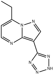 Pyrazolo[1,5-a]pyrimidine, 7-ethyl-3-(1H-tetrazol-5-yl)- (9CI) 구조식 이미지