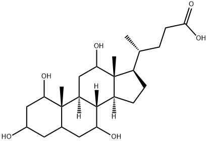 4-(1,3,7,12-tetrahydroxy-10,13-dimethyl-2,3,4,5,6,7,8,9,11,12,14,15,16,17-tetradecahydro-1H-cyclopenta[a]phenanthren-17-yl)pentanoic acid 구조식 이미지