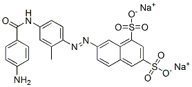 7-[[4-[(4-Aminobenzoyl)amino]-2-methylphenyl]azo]-1,3-naphthalenedisulfonic acid disodium salt 구조식 이미지