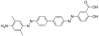 5-((4'-((4-Amino-2,5-dimethylphenyl)diazenyl)(1,1'-biphenyl)-4-yl)diazenyl)-2-hydroxybenzoic acid 구조식 이미지