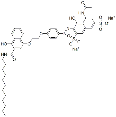 Disodium salt of 1-hydroxy-4-[2-[4-(1-hydroxy-3,6-di-sulfo-8-acetylamino-2-naphthylazo)phenoxy]ethoxy]-N-dodecyl-2-naphthamide 구조식 이미지