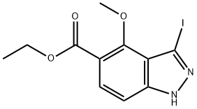 1H-Indazole-5-carboxylic acid, 3-iodo-4-Methoxy-, ethyl ester 구조식 이미지
