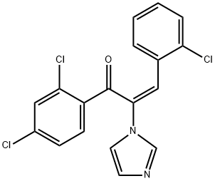 2-Propen-1-one,  3-(2-chlorophenyl)-1-(2,4-dichlorophenyl)-2-(1H-imidazol-1-yl)-,  (E)-  (9CI) 구조식 이미지
