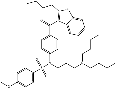 N-[4-[(2-Butyl-3-benzofuranyl)carbonyl]phenyl]-N-[3-(dibutylamino)propyl]-4-methoxybenzenesulfonamide 구조식 이미지