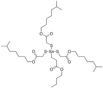 butyl 3-[tris[[2-(isooctyloxy)-2-oxoethyl]thio]stannyl]propionate 구조식 이미지