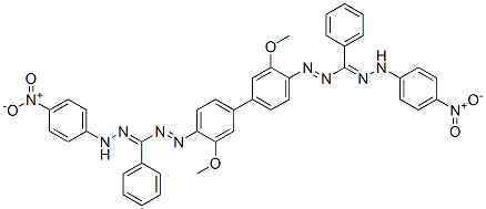 5,5'-(3,3'-Dimethoxy(1,1'-biphenyl)-4,4'-diyl)bis(1-(4-nitrophenyl)-3-phenylformazan) Structure