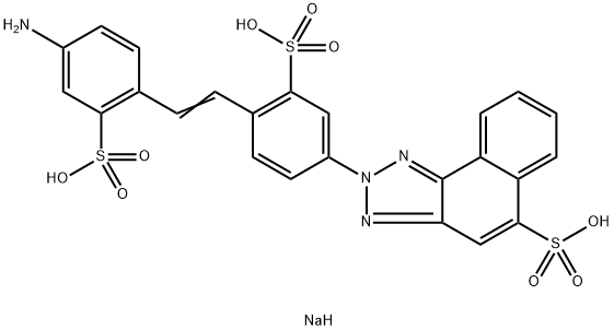 trisodium 2-[4-[2-(4-amino-2-sulphonatophenyl)vinyl]-3-sulphonatophenyl]-2H-naphtho[1,2-d]triazole-5-sulphonate Structure