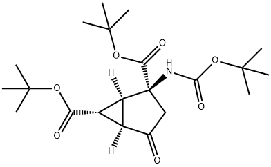 (1S,2S,5R,6R)-di-tert-butyl 2-(tert-butoxycarbonyl)-4-oxobicyclo[3.1.0]hexane-2,6-dicarboxylate Structure