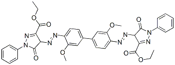 diethyl 4,4'-[(3,3'-dimethoxy[1,1'-biphenyl]-4,4'-diyl)bis(azo)]bis[4,5-dihydro-5-oxo-1-phenyl-1H-pyrazole-3-carboxylate] 구조식 이미지