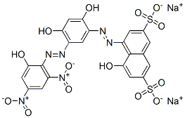 4-[[2,4-Dihydroxy-5-[(2-hydroxy-4,6-dinitrophenyl)azo]phenyl]azo]-5-hydroxy-2,7-naphthalenedisulfonic acid disodium salt 구조식 이미지
