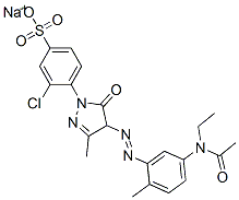 4-[4-[[5-[Acetyl(ethyl)amino]-2-methylphenyl]azo]-4,5-dihydro-3-methyl-5-oxo-1H-pyrazol-1-yl]-3-chlorobenzenesulfonic acid sodium salt 구조식 이미지