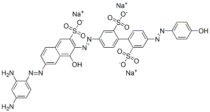 trisodium 4-[[7-[(2,4-diaminophenyl)azo]-1-hydroxy-3-sulphonato-2-naphthyl]azo]-4'-[(4-hydroxyphenyl)azo][1,1'-biphenyl]-2,2'-disulphonate Structure