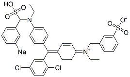 N-[4-[(2,5-Dichlorophenyl)[4-[N-ethyl-N-(3-sodiosulfobenzyl)amino]phenyl]methylene]-2,5-cyclohexadien-1-ylidene]-N-ethyl-3-sulfonatobenzenemethanaminium 구조식 이미지