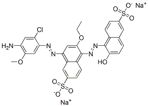 4-[(4-Amino-2-chloro-5-methoxyphenyl)azo]-2-ethoxy-2'-hydroxy-[1,1'-azobisnaphthalene]-6,6'-disulfonic acid disodium salt 구조식 이미지