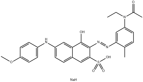 sodium 3-[[5-(acetylethylamino)-o-tolyl]azo]-4-hydroxy-6-[(4-methoxyphenyl)amino]naphthalene-2-sulphonate 구조식 이미지