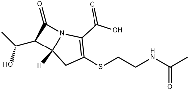 (5R,6S)-3-[[2-(Acetylamino)ethyl]thio]-6-[(R)-1-hydroxyethyl]-7-oxo-1-azabicyclo[3.2.0]hept-2-ene-2-carboxylic acid 구조식 이미지