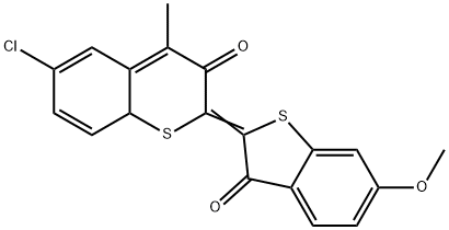 6-chloro-2-(6-methoxy-3-oxobenzo[b]thien-2(3H)-ylidene)-4-methylbenzo[b]thiophene-3(2H)-one  구조식 이미지