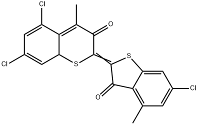 5,7-dichloro-2-(6-chloro-4-methyl-3-oxobenzo[b]thien-2(3H)-ylidene)-4-methylbenzo[b]thiophene-3(2H)-one 구조식 이미지