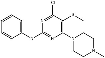 4-Chloro-2-(N-methylanilino)-6-(4-methylpiperazino)-5-(methylthio)pyrimidine Structure