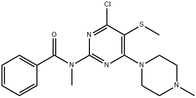 4-Chloro-2-(N-methylbenzoylamino)-6-(4-methylpiperazino)-5-(methylthio)pyrimidine Structure