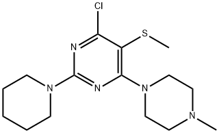 4-Chloro-6-(4-methylpiperazino)-5-methylthio-2-piperidinopyrimidine 구조식 이미지