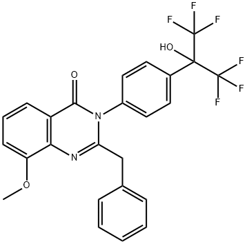 4(3H)-Quinazolinone,  8-methoxy-2-(phenylmethyl)-3-[4-[2,2,2-trifluoro-1-hydroxy-1-(trifluoromethyl)ethyl]phenyl]- 구조식 이미지