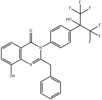 4(3H)-Quinazolinone,  8-hydroxy-2-(phenylmethyl)-3-[4-[2,2,2-trifluoro-1-hydroxy-1-(trifluoromethyl)ethyl]phenyl]- 구조식 이미지