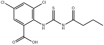 3,5-DICHLORO-2-[[[(1-OXOBUTYL)AMINO]THIOXOMETHYL]AMINO]-BENZOIC ACID 구조식 이미지